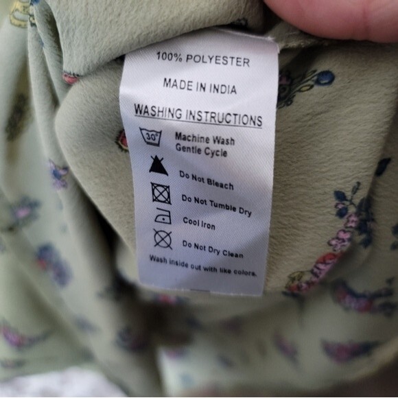 All About You Womens Green Teapot Floral Print Popover Blouse - Picture 7 of 10